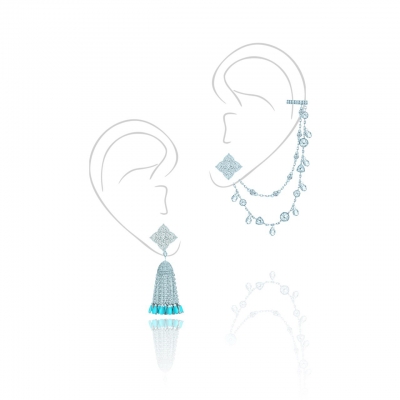 Ассиметричный комплект HYDRANGEA 2.0.с кисточкой OCEAN DREAM KOJEWELRY  610597