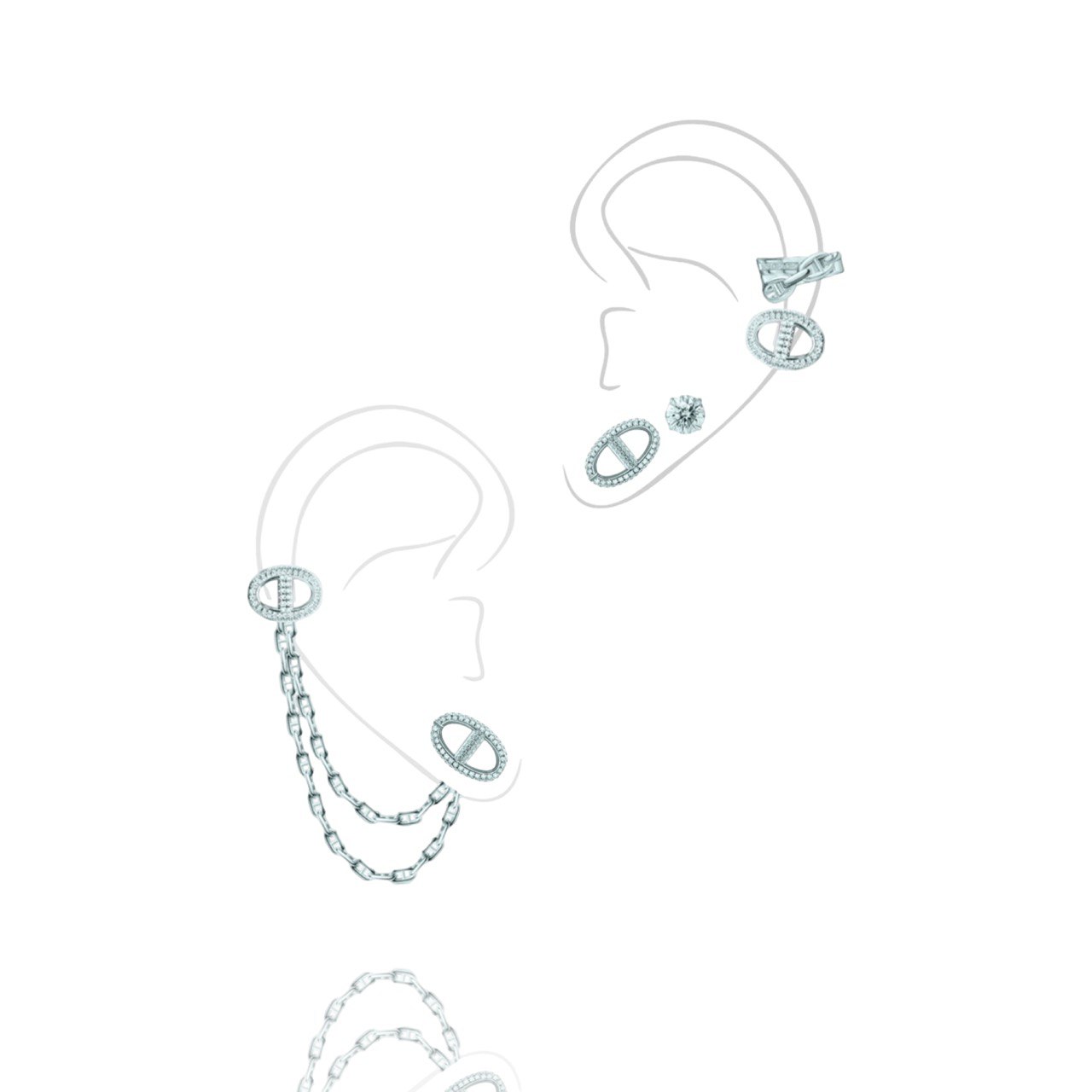 Комплект пусеты, и 3 каффа MYSTERY LINKS KOJEWELRY 610605 Комплект пусеты, и 3 каффа MYSTERY LINKS KOJEWELRY 610605