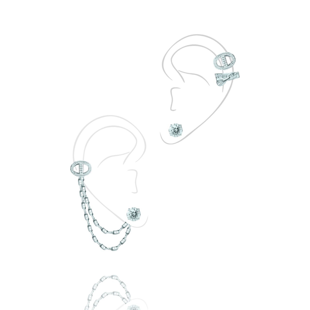 Пусеты с обвесом и с 2 каффами MYSTERY LINKS KOJEWELRY 610607 Пусеты с обвесом и с 2 каффами MYSTERY LINKS KOJEWELRY 610607