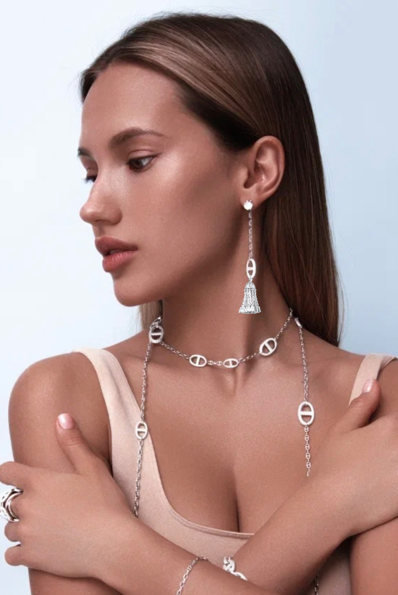 Серьги кисточки с обвесом и кафф MYSTERY LINKS KOJEWELRY 610609 Серьги кисточки с обвесом и кафф MYSTERY LINKS KOJEWELRY 610609