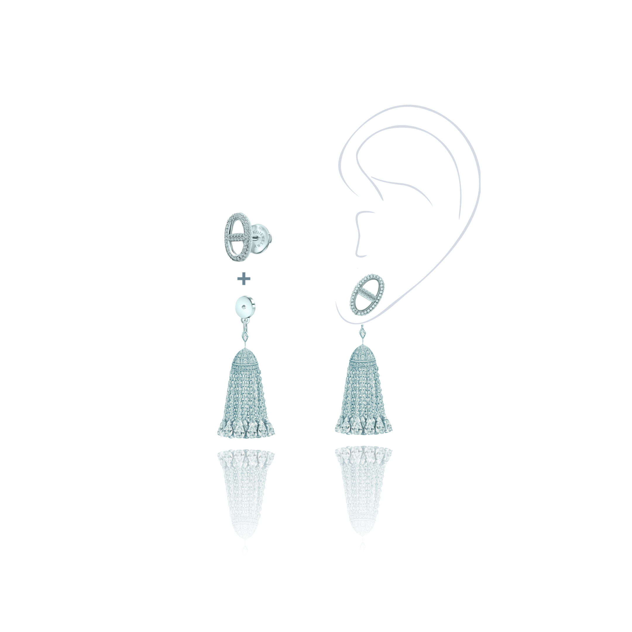 Серьги кисточки с обвесом и кафф MYSTERY LINKS KOJEWELRY 610609 Серьги кисточки с обвесом и кафф MYSTERY LINKS KOJEWELRY 610609